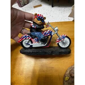 Faithful Fuzzies America's Pride Born to Ride Bear Motorcycle Sculpture